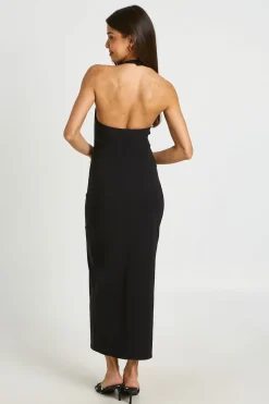 Robe Midaxi Corset En Bengaline Avec Col Halter Et Découpes