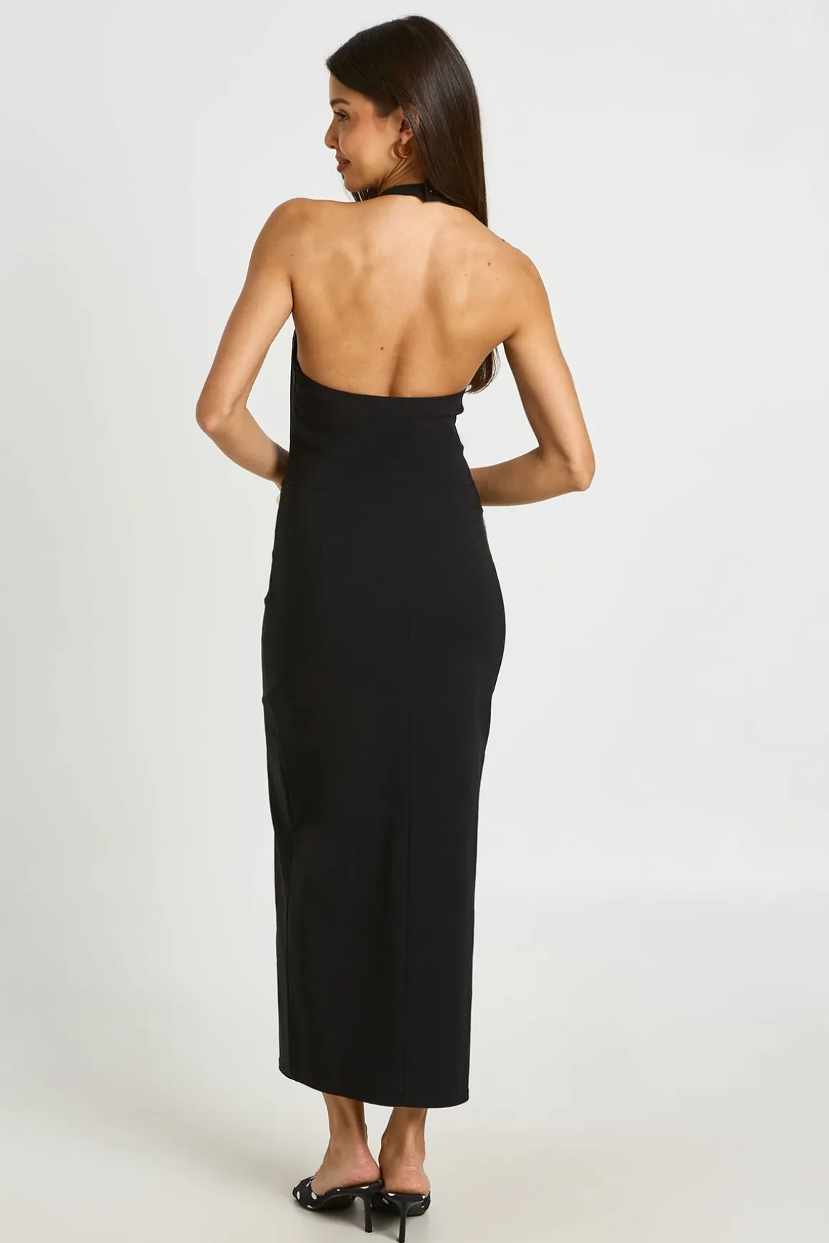 Robe Midaxi Corset En Bengaline Avec Col Halter Et Découpes