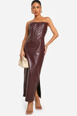 boohoo Robe midaxi corset en synthétique<Femme Robes Corset|Looks Chocolat