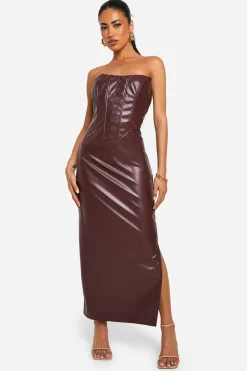 boohoo Robe midaxi corset en synthétique<Femme Robes Corset|Looks Chocolat