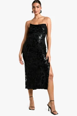 boohoo Robe Midaxi Demask en Dentelle Structurée à Corset<Femme Robes Corset|Satin Et Dentelle