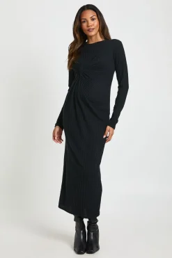 Robe Midaxi de Maternité en Maille Côtelée Douce avec Détail Torsadé