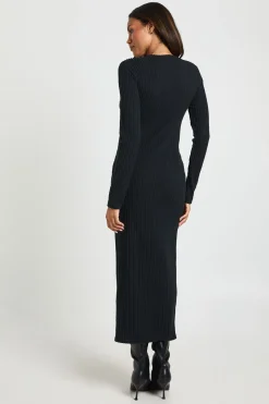 Robe Midaxi de Maternité en Maille Côtelée Douce avec Détail Torsadé