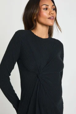 Robe Midaxi de Maternité en Maille Côtelée Douce avec Détail Torsadé