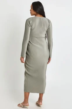 Robe Midaxi De Maternité Plissée À Manches Chauve-souris