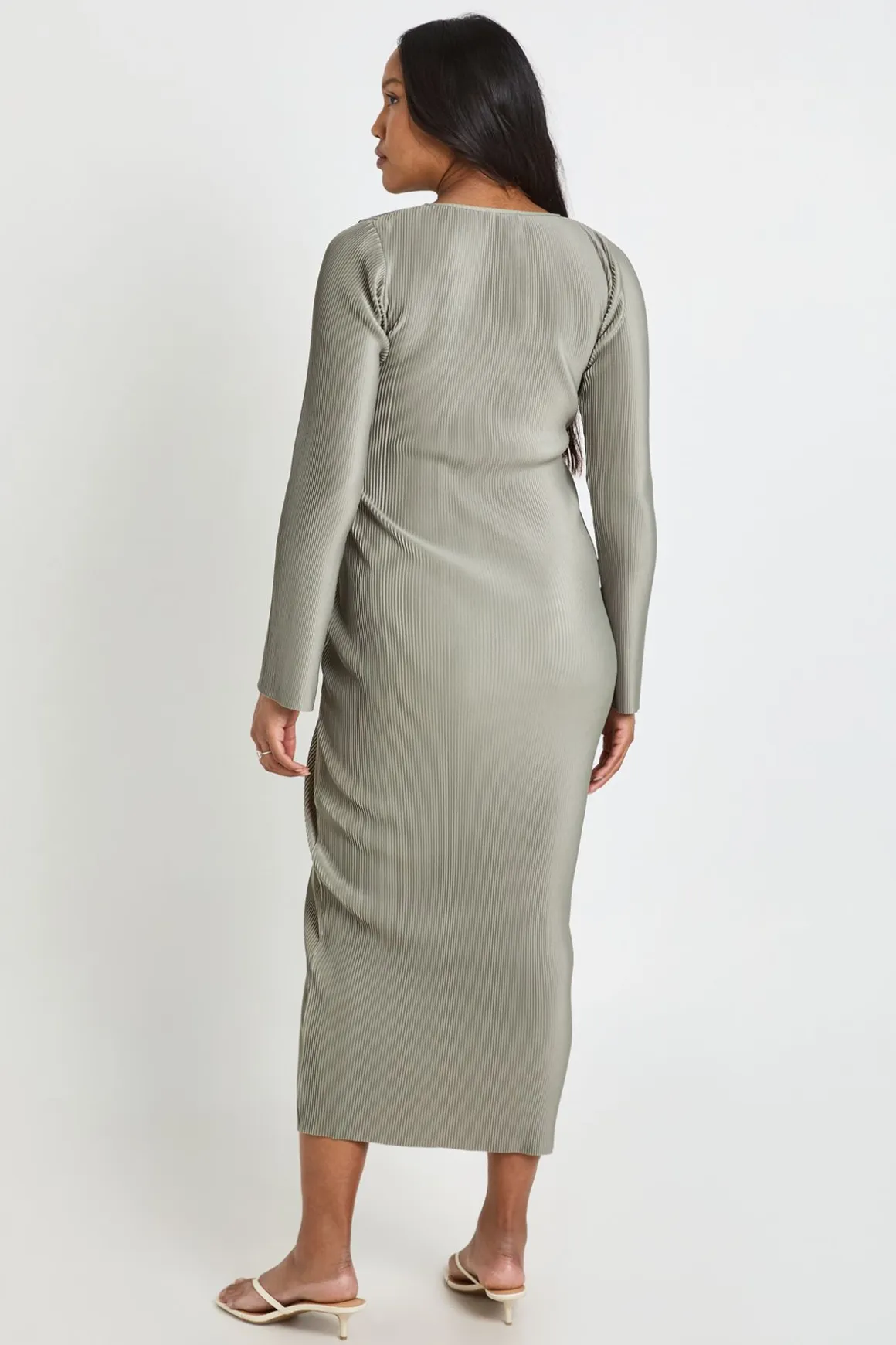Robe Midaxi De Maternité Plissée À Manches Chauve-souris