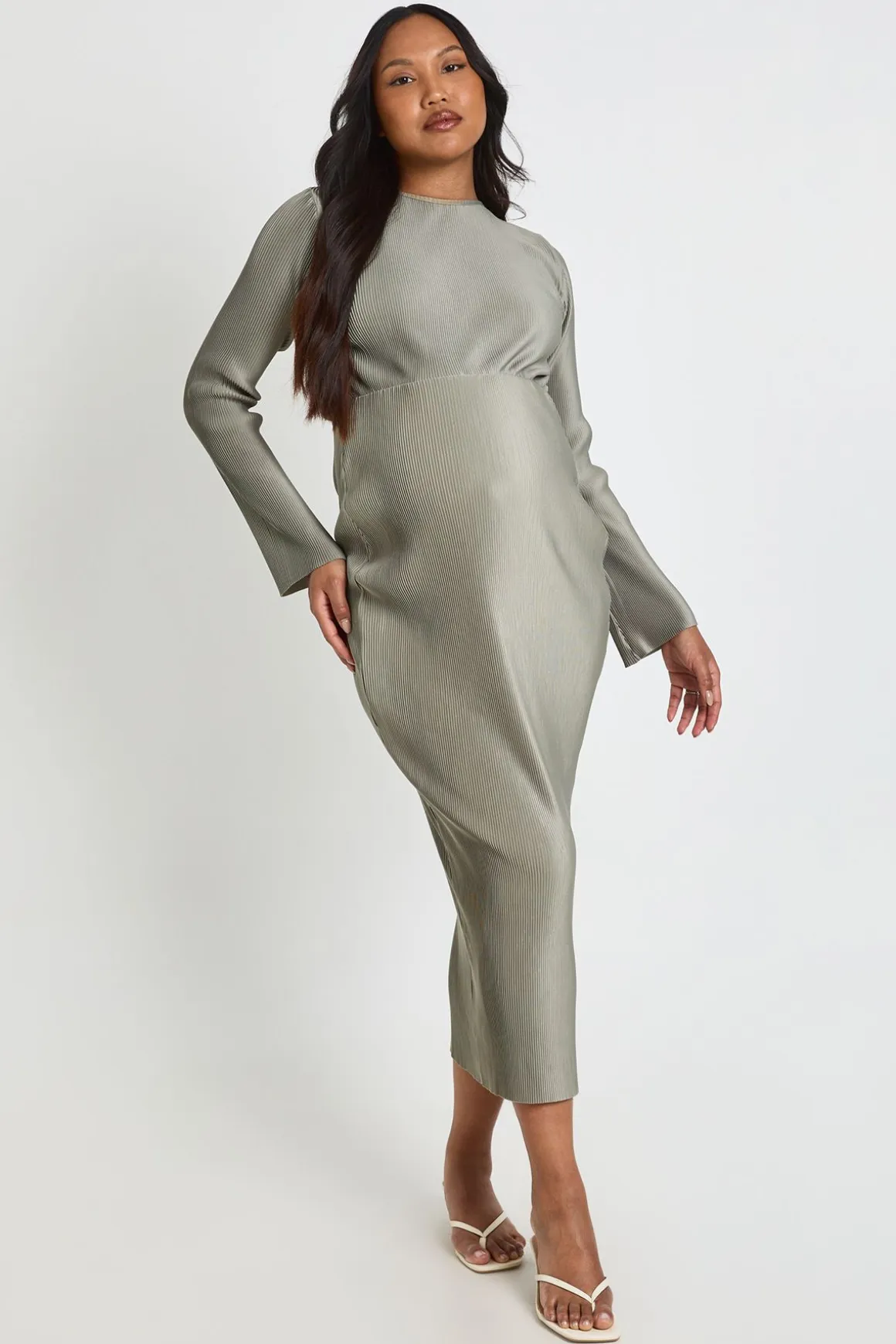 Robe Midaxi De Maternité Plissée À Manches Chauve-souris