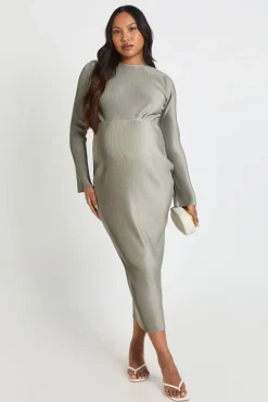 Robe Midaxi De Maternité Plissée À Manches Chauve-souris