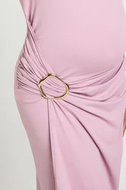 boohoo Robe Midaxi de Maternité Portefeuille Froncée avec Détails Dorés<Femme Robes|Toutes Les Robes