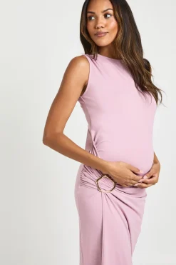 boohoo Robe Midaxi de Maternité Portefeuille Froncée avec Détails Dorés<Femme Robes|Toutes Les Robes