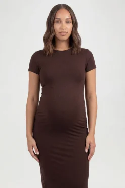 Robe Midaxi De Maternité Ultra Douce À Manches Courtes