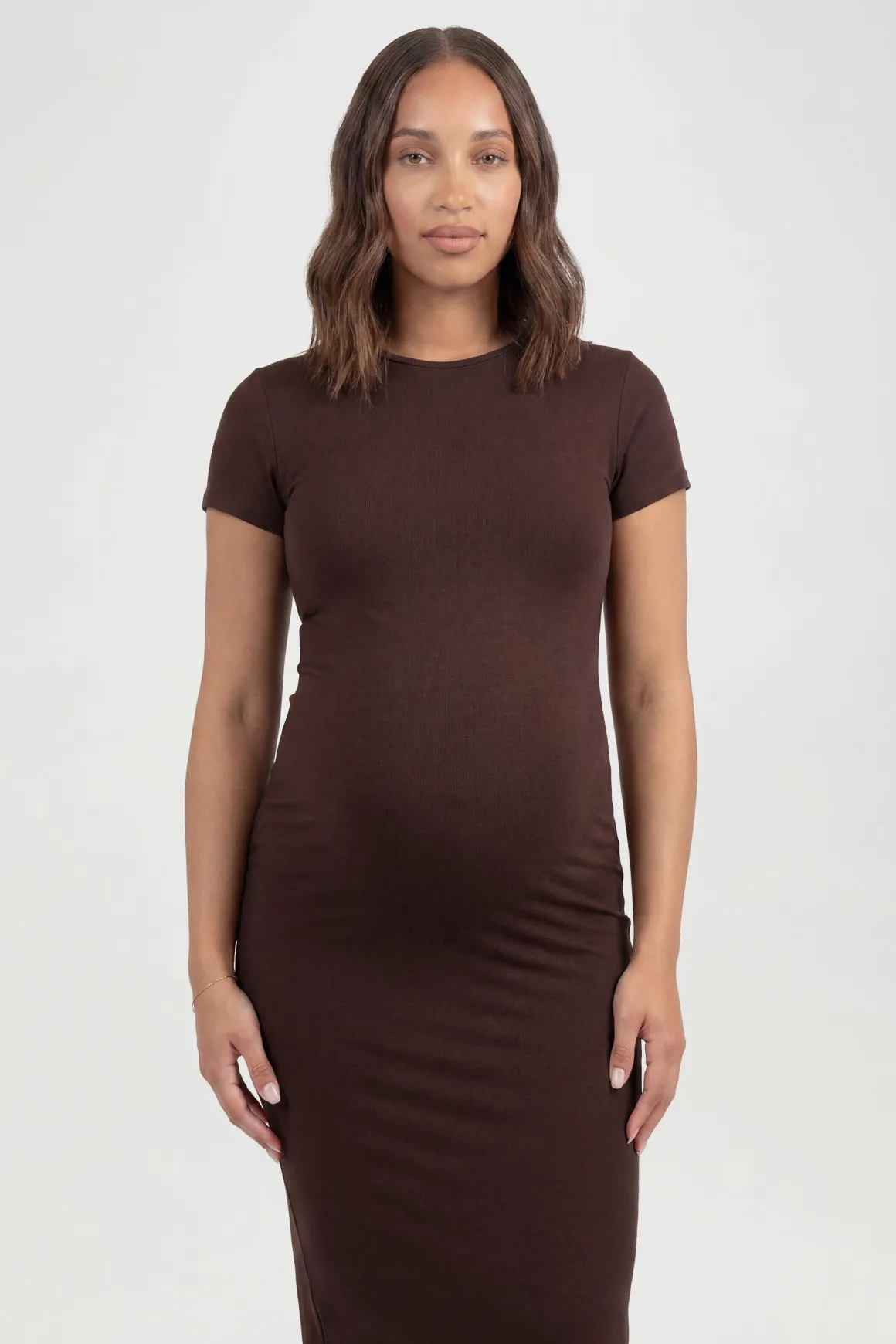 Robe Midaxi De Maternité Ultra Douce À Manches Courtes