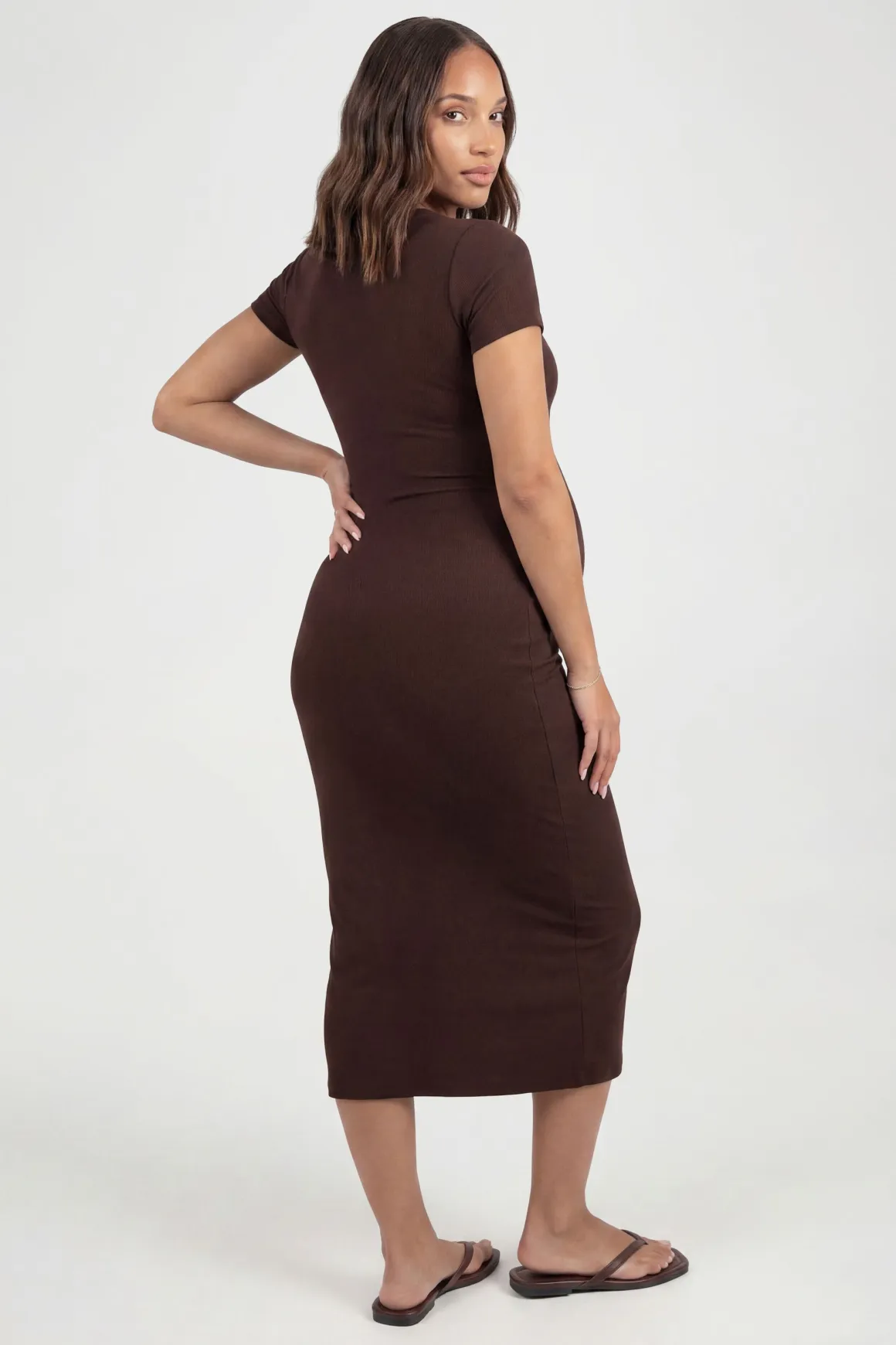 Robe Midaxi De Maternité Ultra Douce À Manches Courtes