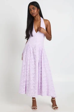 Robe Midaxi Dos Nu À Encolure Licou Effet Dévoré