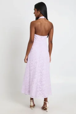 Robe Midaxi Dos Nu À Encolure Licou Effet Dévoré