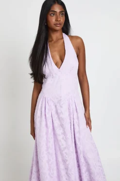 Robe Midaxi Dos Nu À Encolure Licou Effet Dévoré