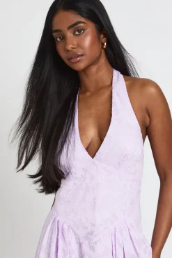 Robe Midaxi Dos Nu À Encolure Licou Effet Dévoré