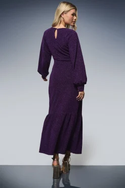 Dorothy Perkins Robe Midaxi DP Luxe à Encolure Froncée et Fente Frontale en Jersey Pailleté<Femme Robes De Soirée|Toutes Les Robes