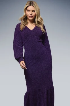 Dorothy Perkins Robe Midaxi DP Luxe à Encolure Froncée et Fente Frontale en Jersey Pailleté<Femme Robes De Soirée|Toutes Les Robes
