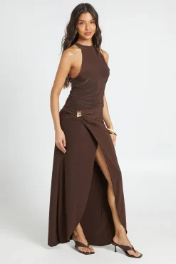 Robe Midaxi Drapée Avec Détail De Finition Dorée