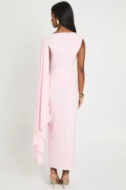 Robe Midaxi Drapée À Une Épaule En Tissu Doux Au Toucher