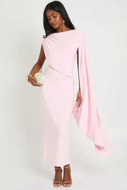 Robe Midaxi Drapée À Une Épaule En Tissu Doux Au Toucher