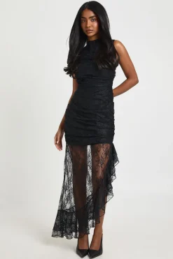 boohoo Robe Midaxi À Détail Drapé En Dentelle<Femme Satin Et Dentelle|Robes