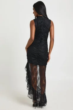 boohoo Robe Midaxi À Détail Drapé En Dentelle<Femme Satin Et Dentelle|Robes