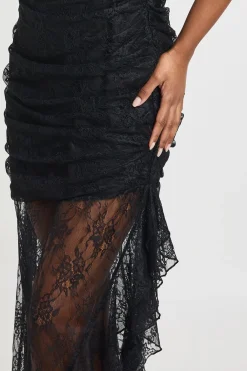boohoo Robe Midaxi À Détail Drapé En Dentelle<Femme Satin Et Dentelle|Robes