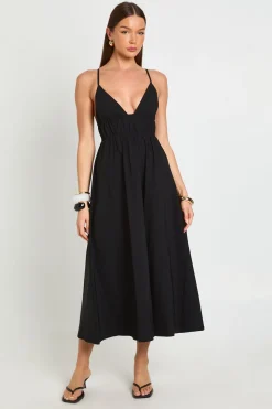 Robe Midaxi En Bengaline Avec Taille Élastiquée Et Dos Croisé