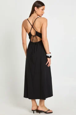 Robe Midaxi En Bengaline Avec Taille Élastiquée Et Dos Croisé