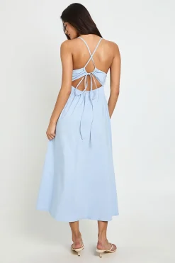 Robe Midaxi En Bengaline Avec Taille Élastiquée Froncée Et Dos Croisé