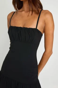 Robe Midaxi En Bengaline Avec Buste Froncé Et Taille Basse