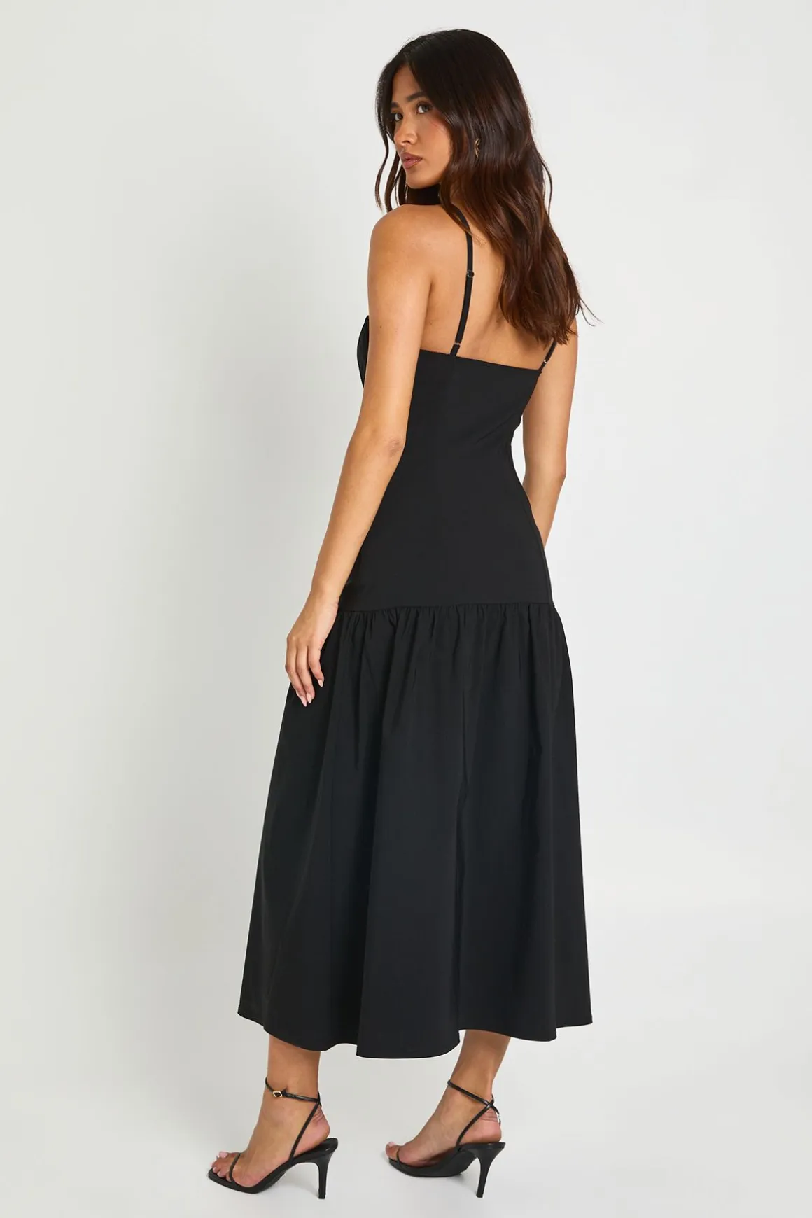 Robe Midaxi En Bengaline Avec Buste Froncé Et Taille Basse