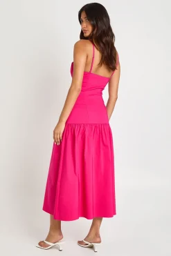 boohoo Robe Midaxi En Bengaline À Buste Froncé Et Taille Basse<Femme Robes Patineuses|Robes