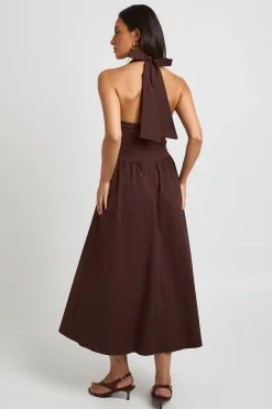 Robe Midaxi En Bengaline À Col Licou Et Taille En V