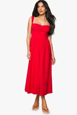 Robe midaxi en bengaline à encolure cœur