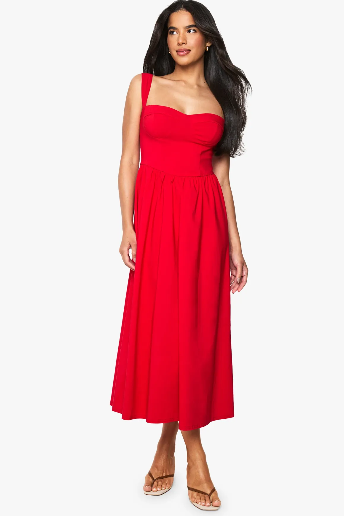 Robe midaxi en bengaline à encolure cœur