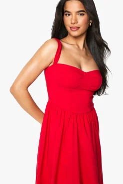 Robe midaxi en bengaline à encolure cœur