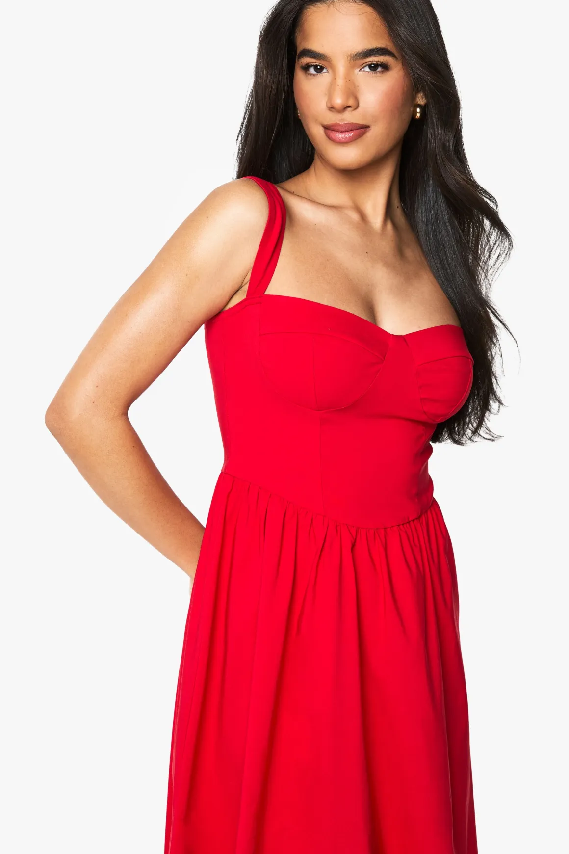Robe midaxi en bengaline à encolure cœur