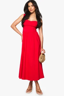 Robe midaxi en bengaline à encolure cœur