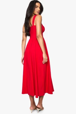 Robe midaxi en bengaline à encolure cœur