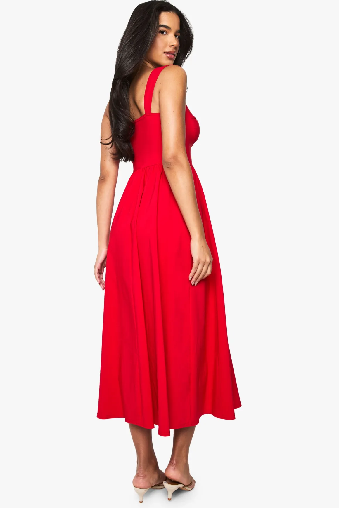 Robe midaxi en bengaline à encolure cœur