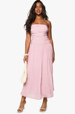 Robe midaxi en chiffon à pois et bandeau