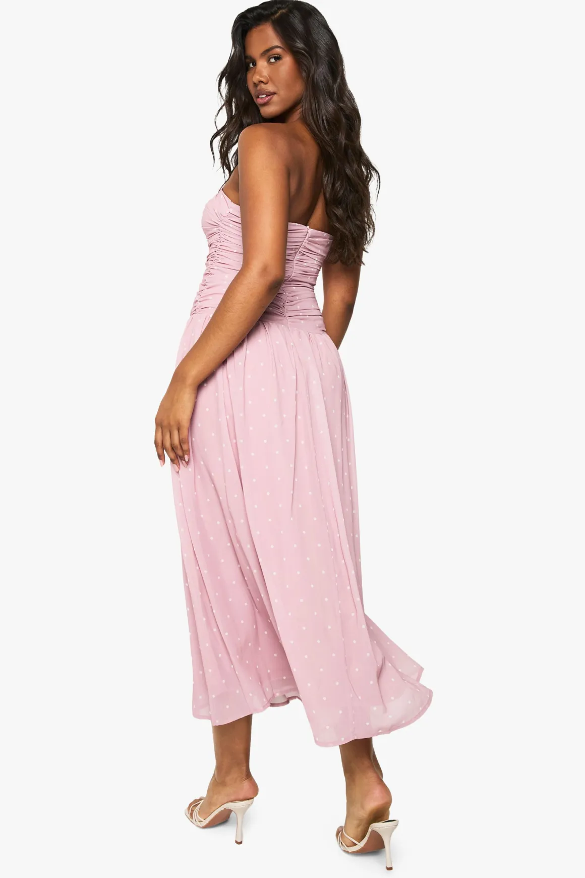 Robe midaxi en chiffon à pois et bandeau