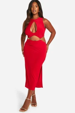 boohoo Robe Midaxi à Encolure en Clé d’Œil Découpée et Perlée<Femme Robes De Soirée|Toutes Les Robes