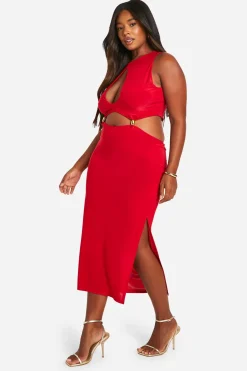 boohoo Robe Midaxi à Encolure en Clé d’Œil Découpée et Perlée<Femme Robes De Soirée|Toutes Les Robes