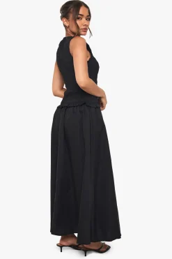 boohoo Robe midaxi à encolure racer, froncée et à taille basse<Femme Toutes Les Robes|Robes Patineuses
