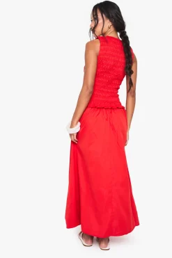 boohoo Robe midaxi à encolure racer, froncée et à taille basse<Femme Toutes Les Robes|Robes Patineuses