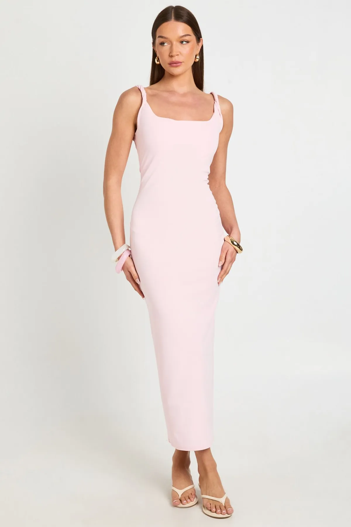 boohoo Robe Midaxi En Crêpe Jersey À Bretelles Torsadées<Femme Robes De Soirée|Toutes Les Robes